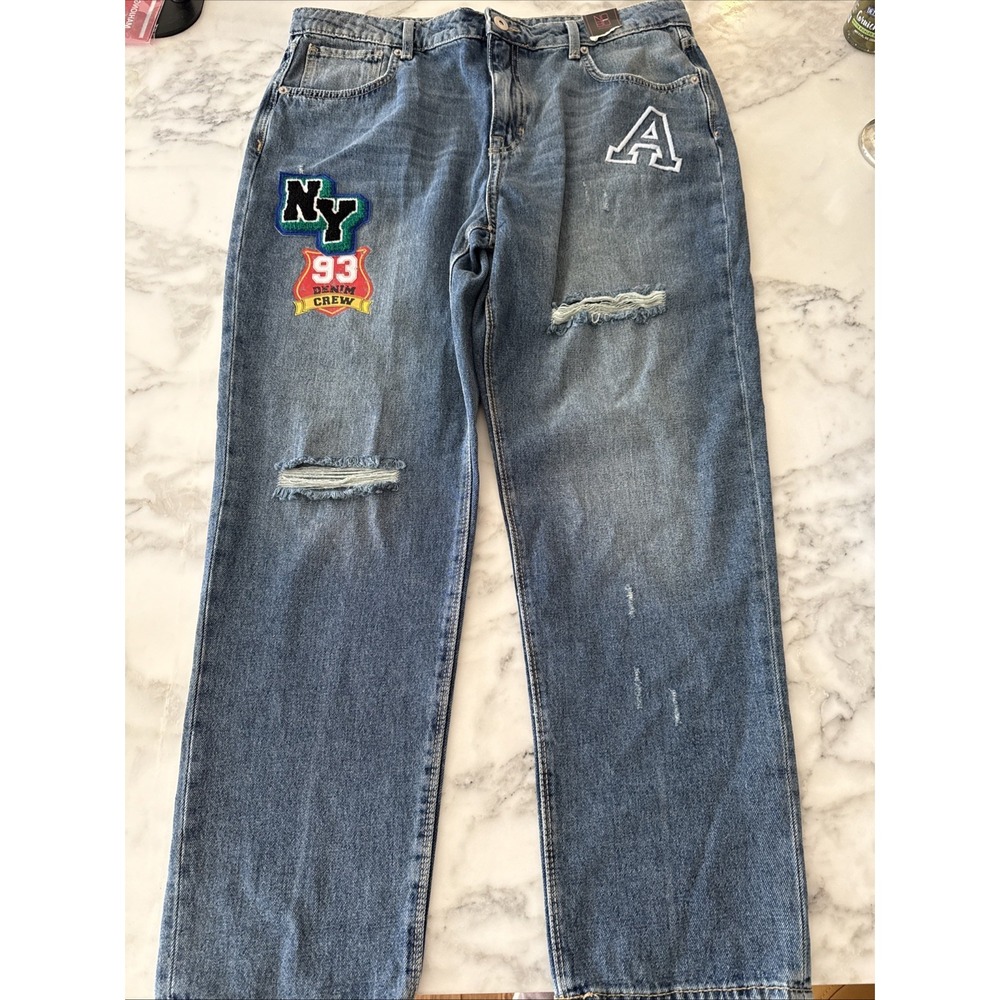 No Boundaries‎ High Rise Embellished Mom Jeans. Size Junior 17 NWT
